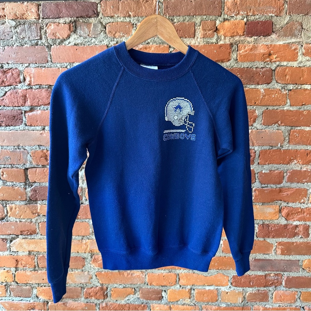 Vintage Kids Lee Dallas Cowboys Football Sweatshirt Youth Large Blue